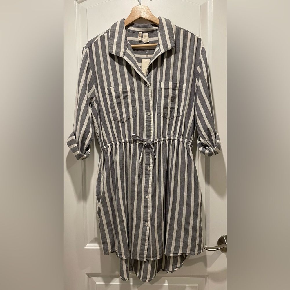 Japna Shirt Striped Button-Up Dress Size L